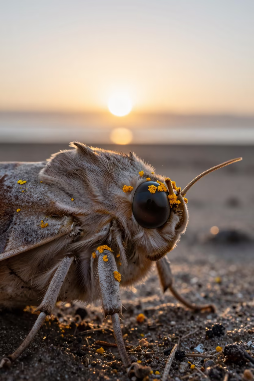 Moth Eye Pollen Dawn Tidal Inlet Winter in beside a tidal inlet in South Africa