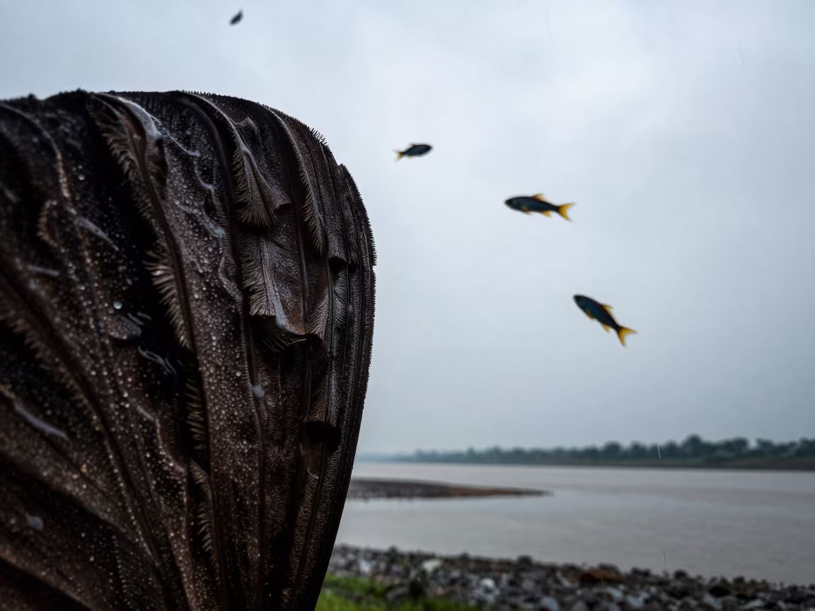 Moth Wing Edge with Floating Tropical Fish in beside a tidal inlet near Nagpur