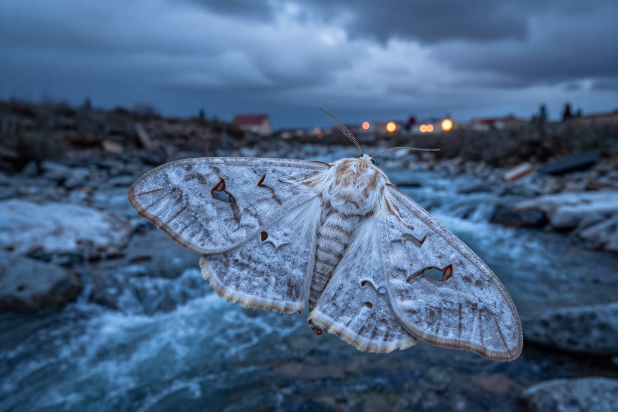 Moth Wing Scales Over Algerian Glacial Stream in above a glacial stream in Algeria