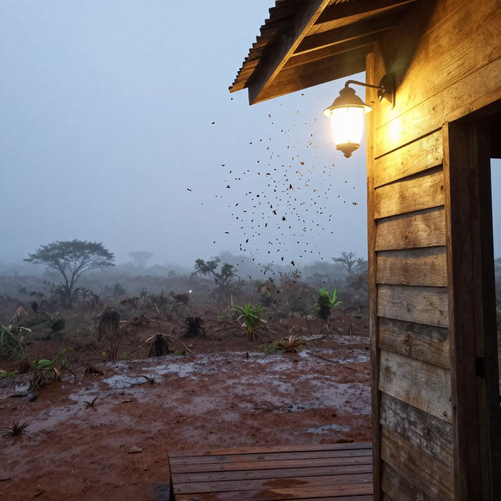 Moths Swarming Porch Light Guinea Ridge in on a wind-scoured ridge in Guinea