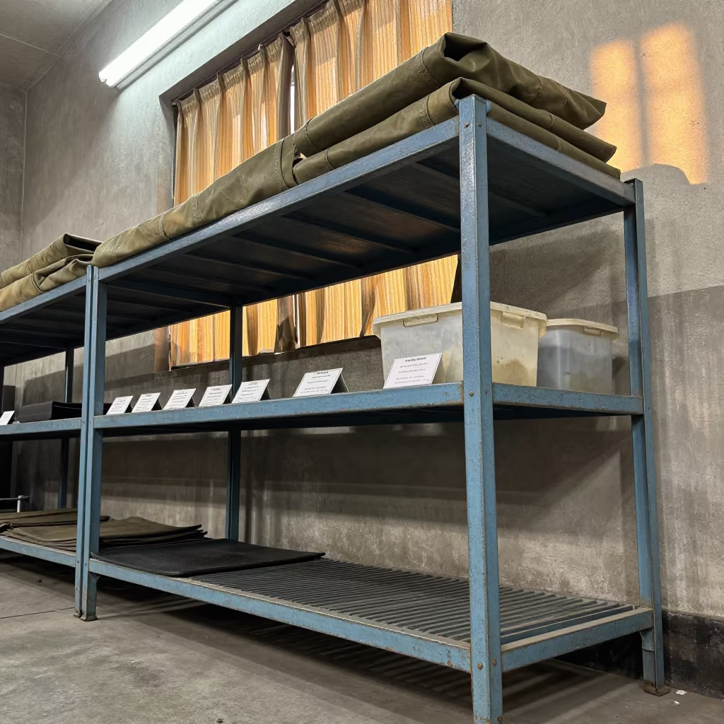 Motor Pool Drip Pan Rack in Mess Hall in in a mess hall before service near Rudrapur