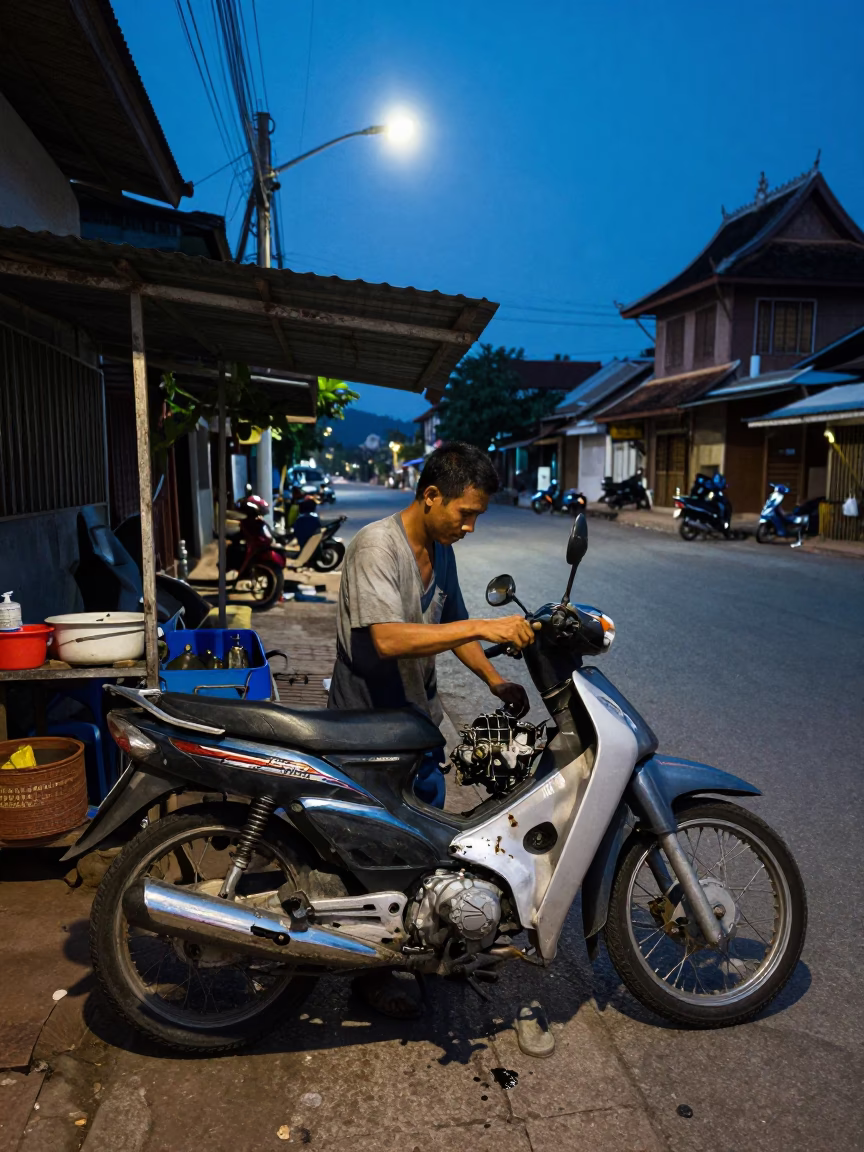 Motorbike Mechanic in Luang Prabang in in Luang Prabang, Laos