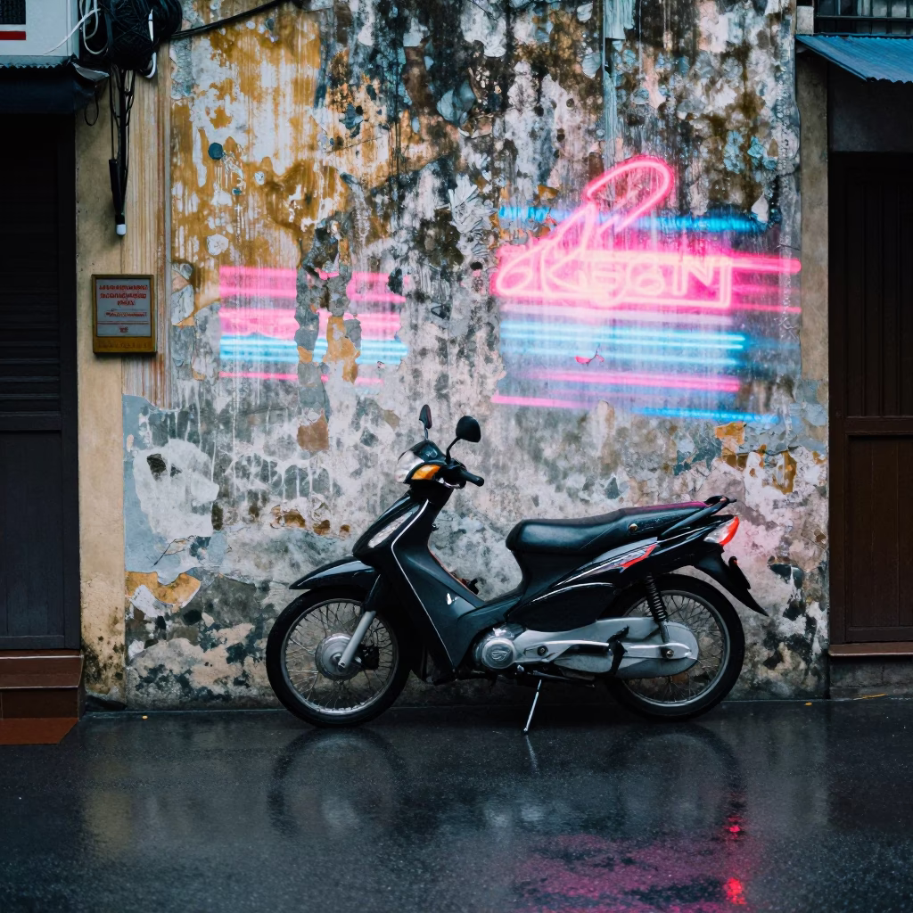 Motorbike Parked in Hanoi in in Hanoi, Vietnam