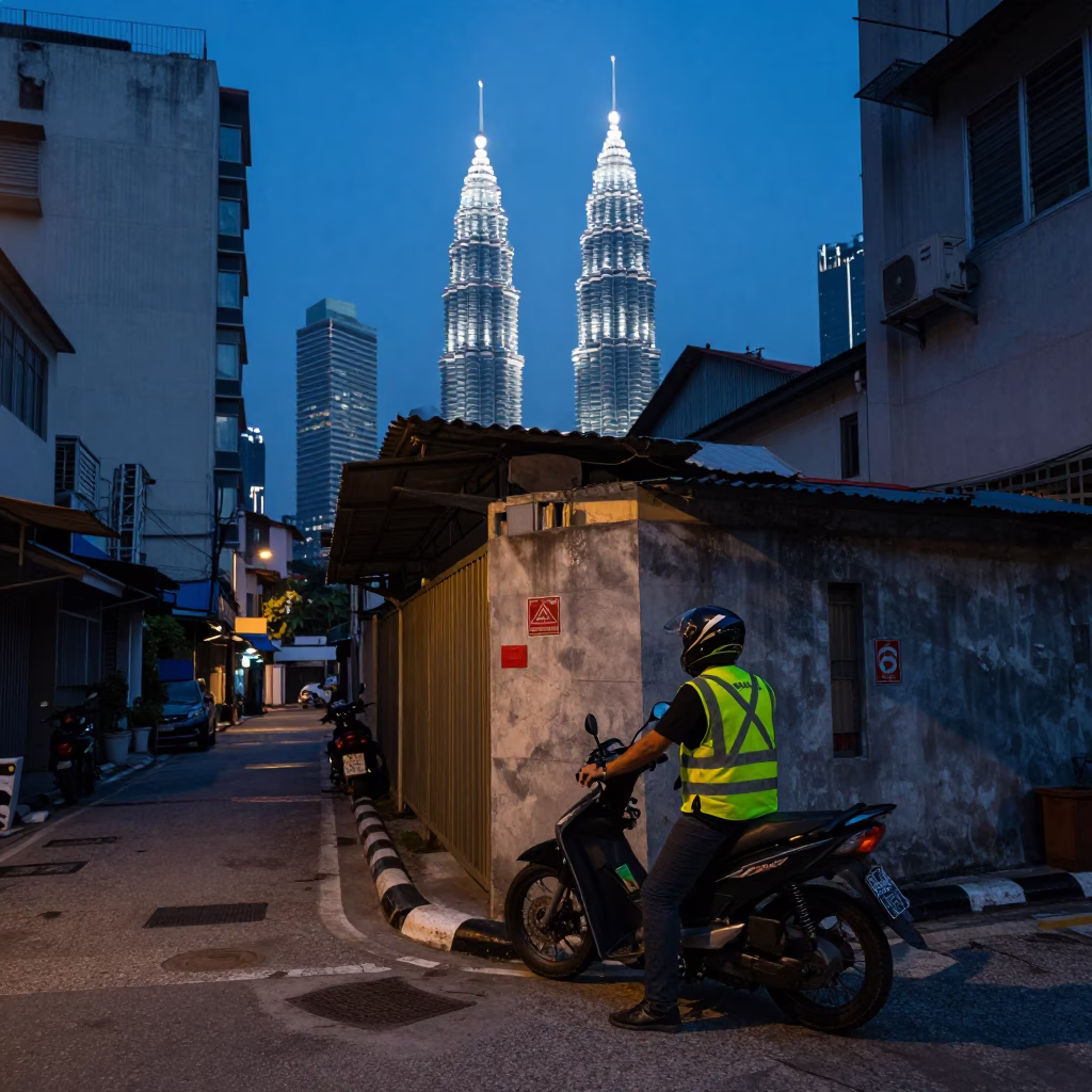 Motorcyclist in Kuala Lumpur in in Kuala Lumpur, Malaysia