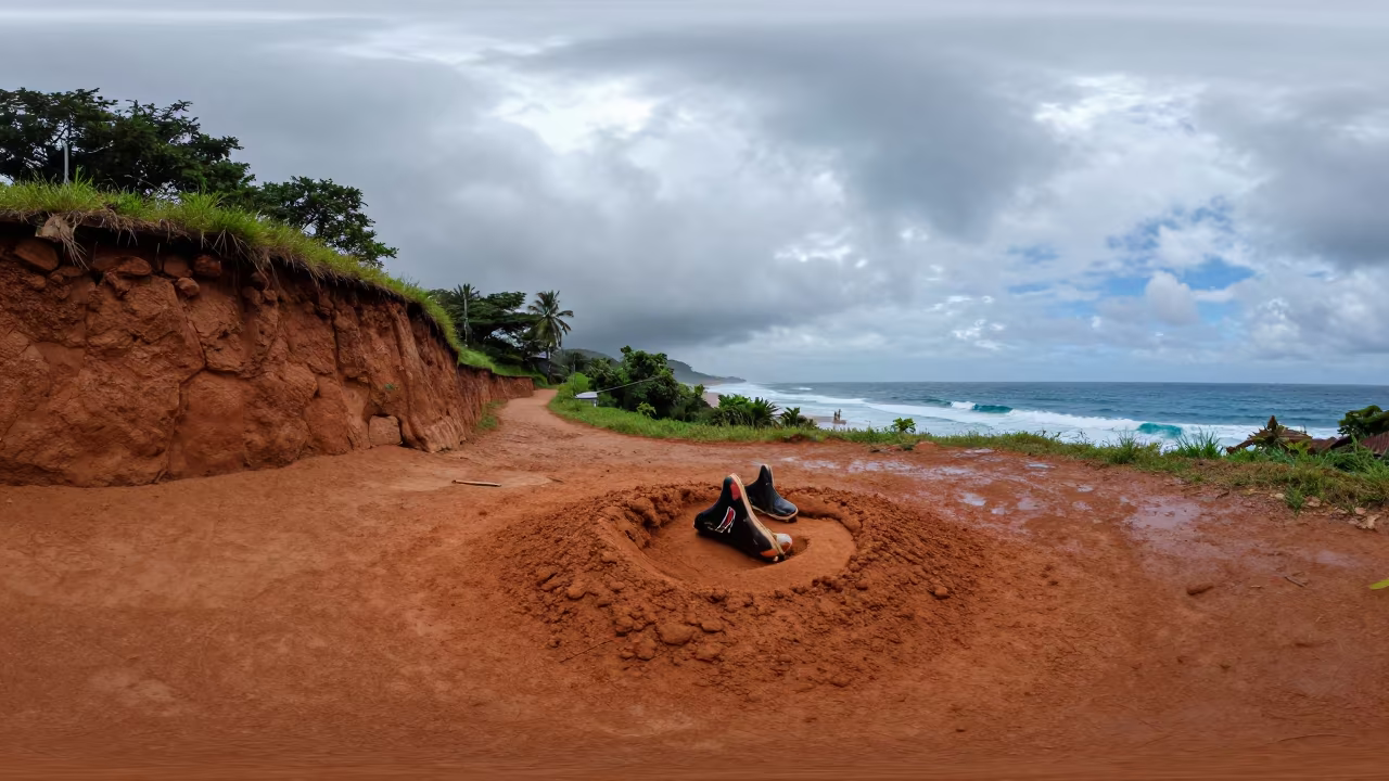 Mound Cleats Drizzle Monsoon Mountain Doorway in on a mountain path near Bafoussam