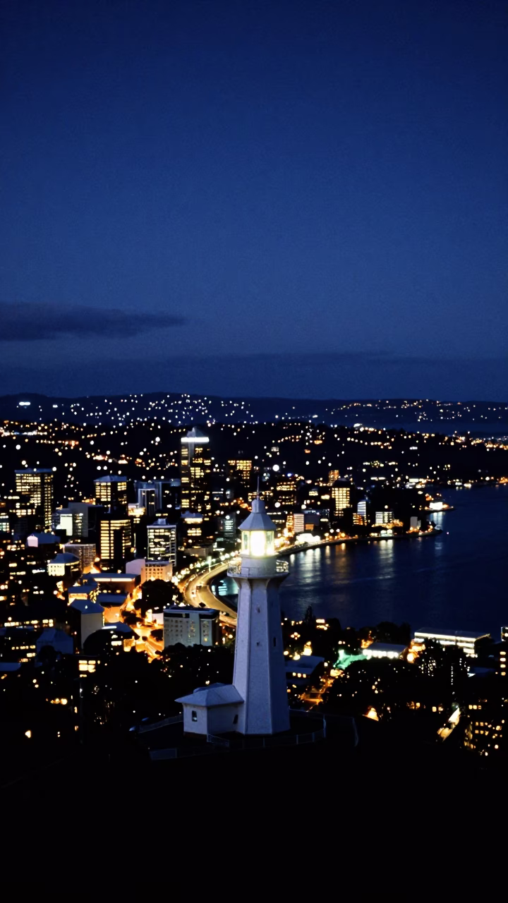 Mount Wellington in Hobart at Midnight Light in in Hobart, Tasmania, Australia