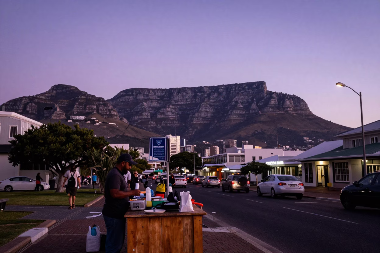 Mountain Backdrop in Cape Town at Twilight in in Cape Town, South Africa