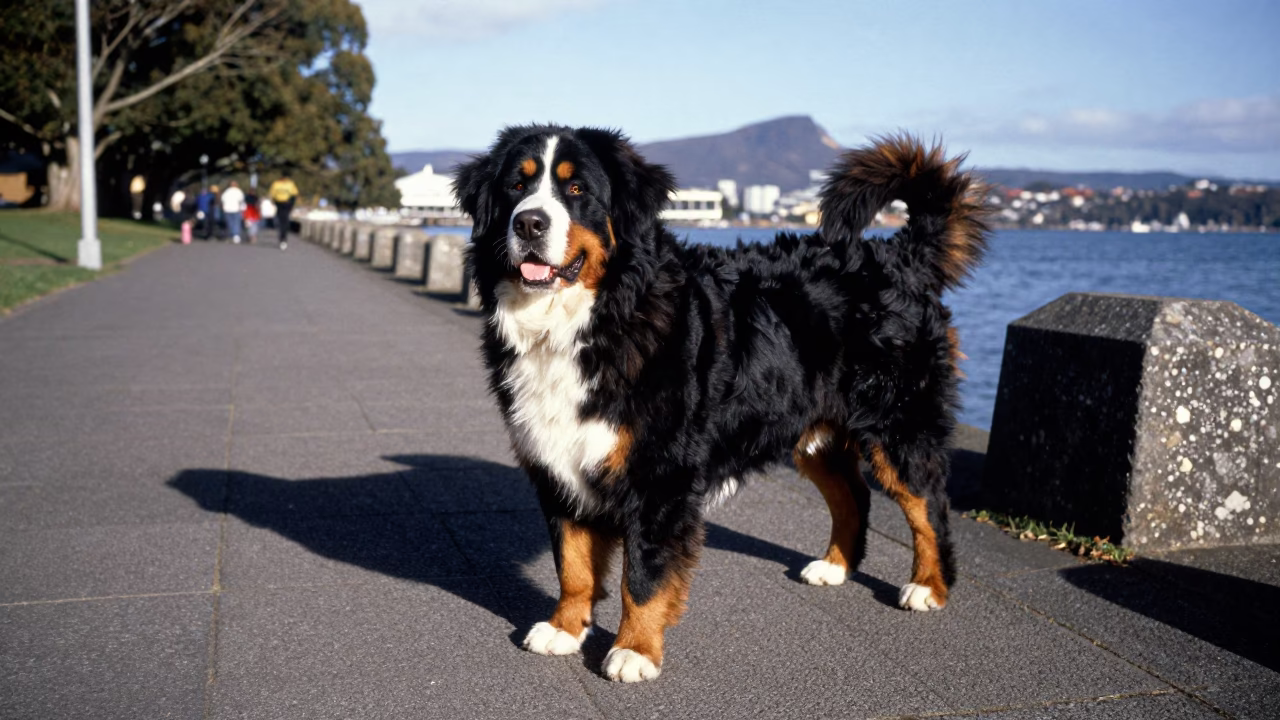 Mountain Dog at Bright Midmorning Light in Hobart in in Hobart, Tasmania, Australia