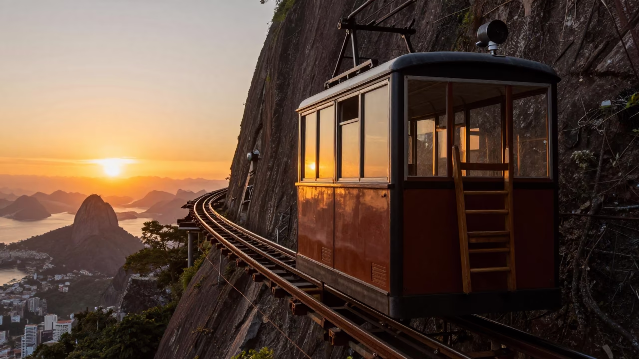 Mountain Funicular in Rio De Janeiro in in Rio de Janeiro, Brazil