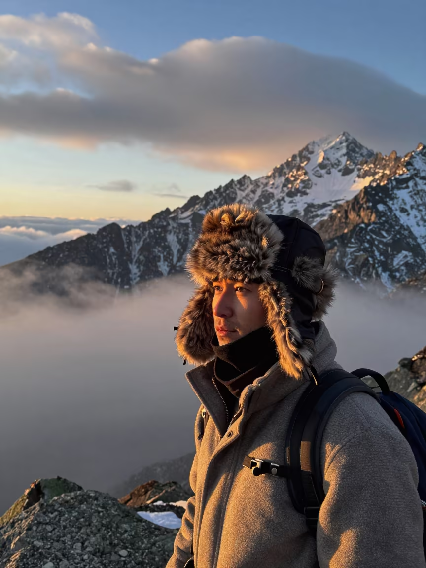Mountain Guide at Dawn in Almaty Granite in in Almaty