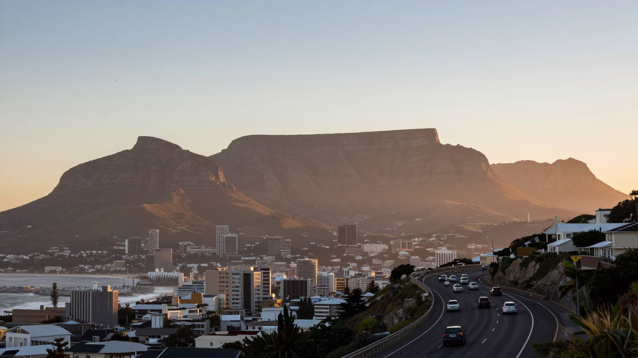 Mountain Horizon in Cape Town at The Early Morning Light in in Cape Town, South Africa