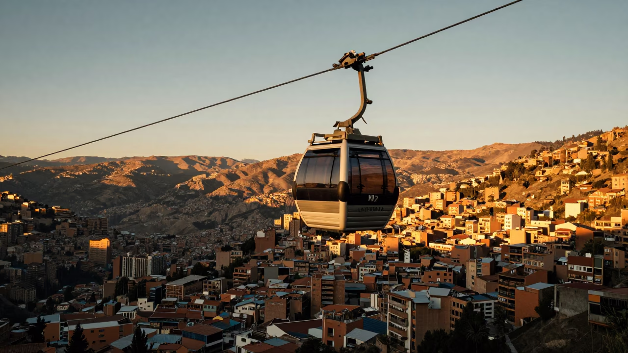 Mountain Valley in La Paz at Honeyed Evening Light in in La Paz, Bolivia