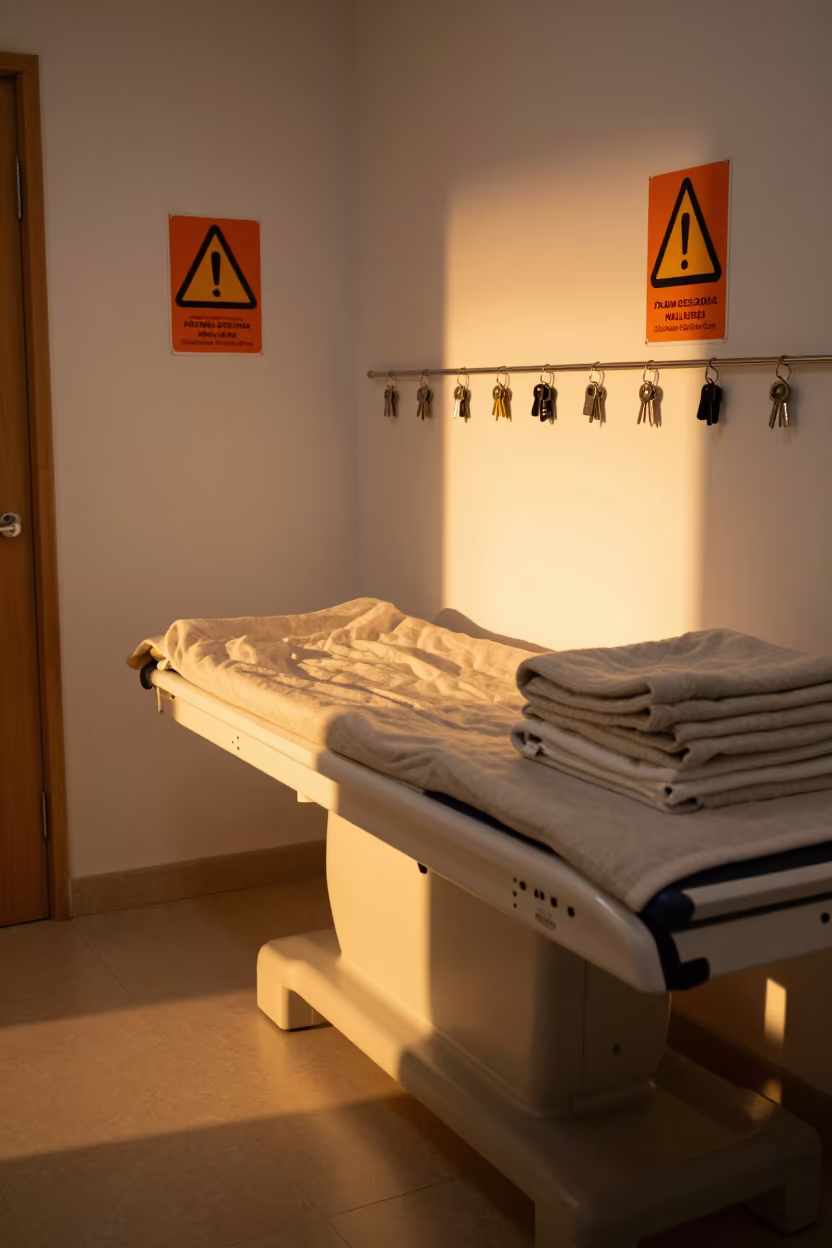 MRI Prep Alcove Sunset Reflections Palma in inside an MRI suite in Palma de Mallorca