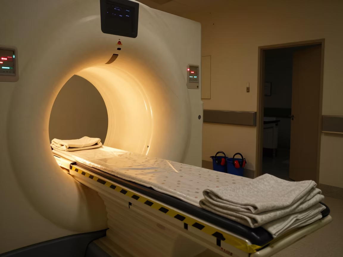 MRI Suite Night Care With Warning Line in inside a hospital imaging bay in Amman