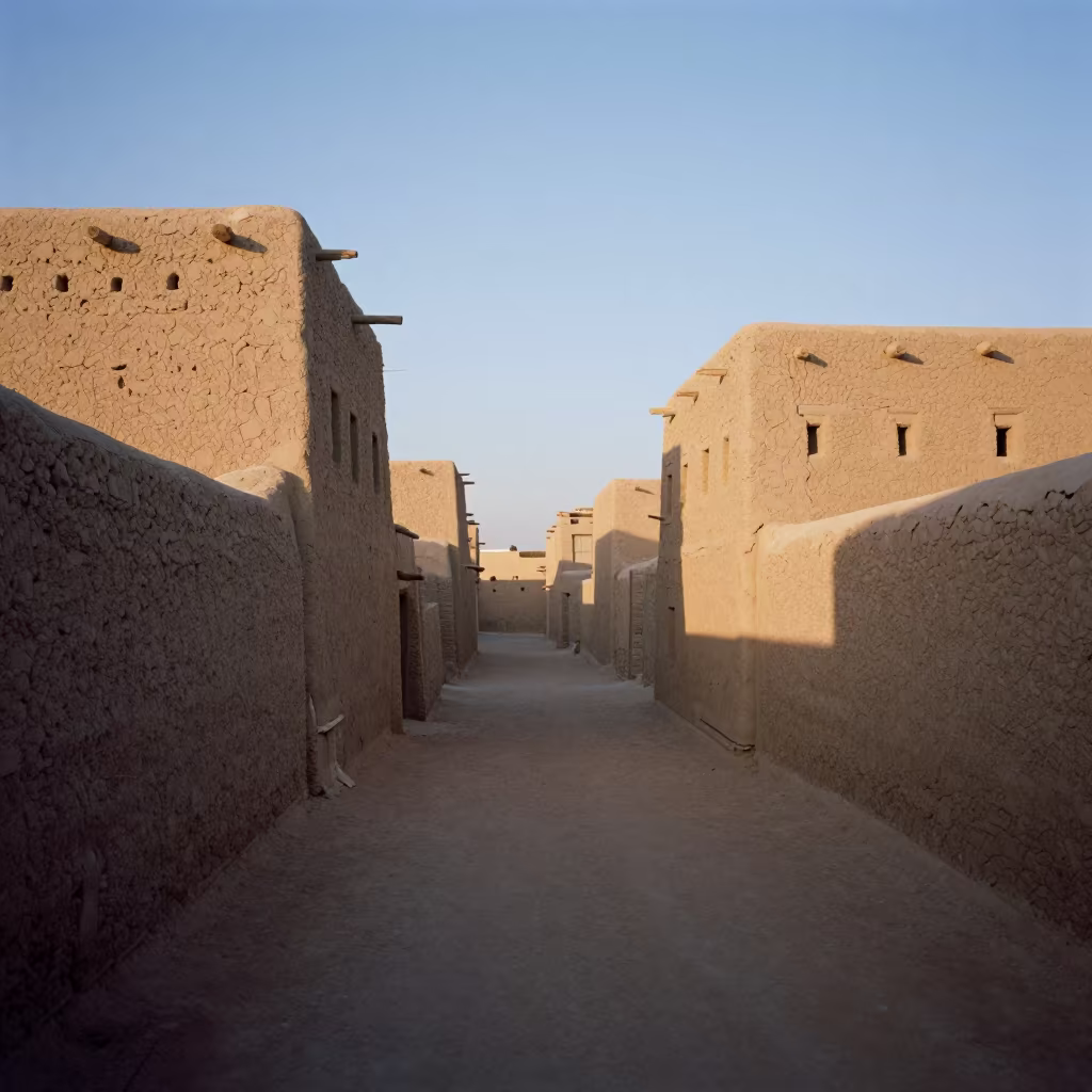 Mud Brick Village Near Amman at Dawn in near Amman