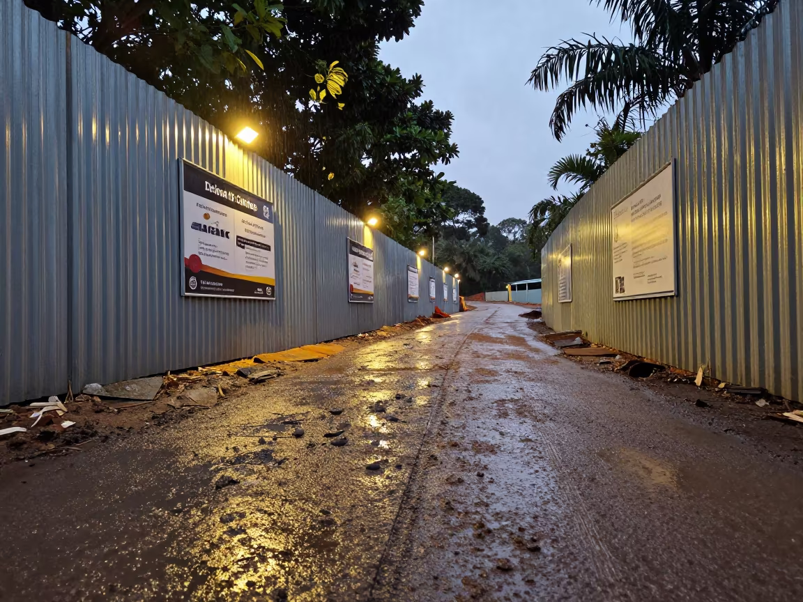 Muddy Road Poster Under Dappled Rain Light in at a muddy site access road near Cairns