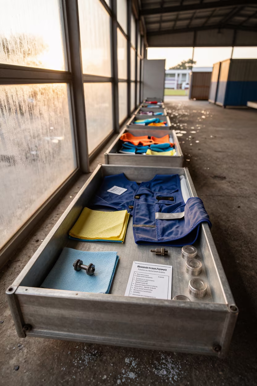 Mudflap Kit Drawer Under Dock Light in inside a cross-dock lane in Durban