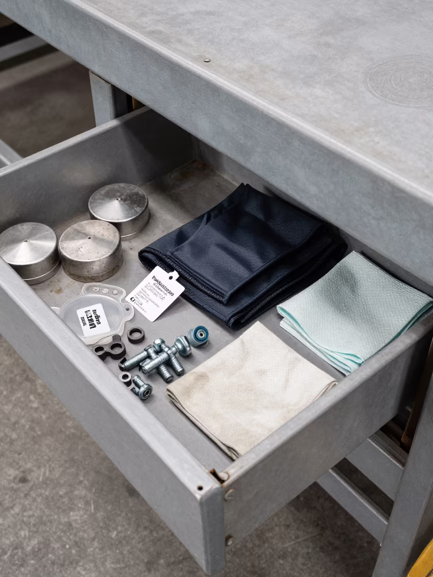 Mudflap Kit Drawer Under Dock Light in at a fulfillment packing station in Naples