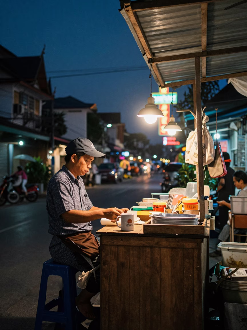 Mug after dark in Chiang Mai in in Chiang Mai, Thailand