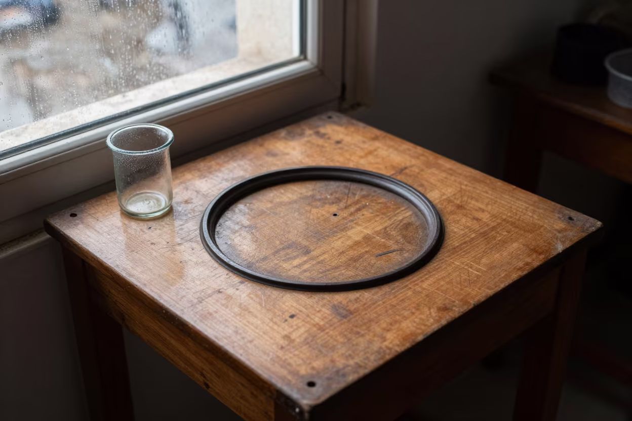 Mug Ring on Wood Table in Az Zubayr Workshop in inside a goldsmith workshop behind the market lane in Az Zubayr