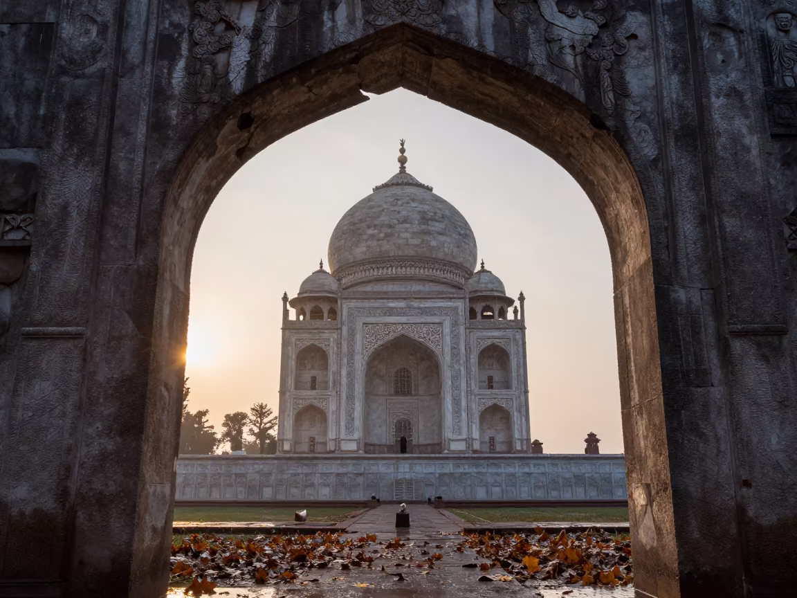 Mughal Tomb Ruin Under Austrian Stone Arch in beneath a broken stone arch in Austria