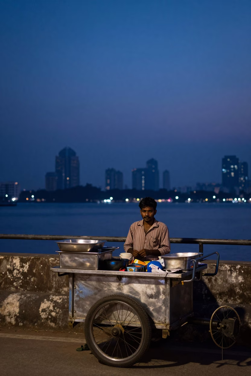 Mumbai Dawn Stall at The Still Hours Before Dawn Light in in Mumbai, India
