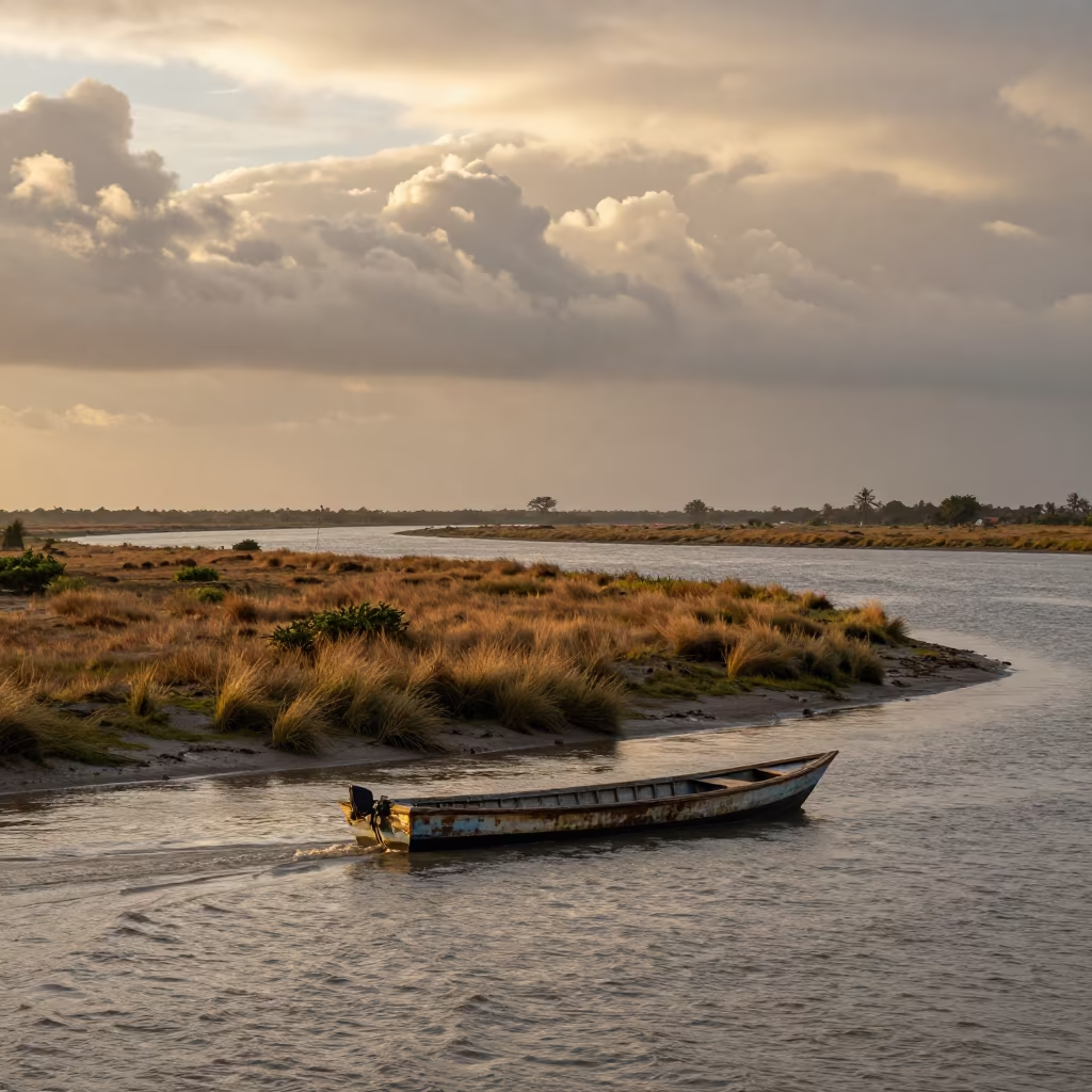 Mumbai Estuary River Meets Ocean After Rain in across a floodplain after rain near Mumbai