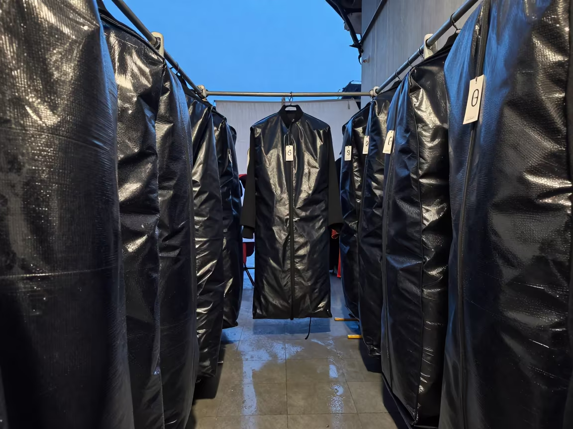 Mumbai Fashion Coat Check Blue Hour Bags in in a backstage changing corridor near Mumbai