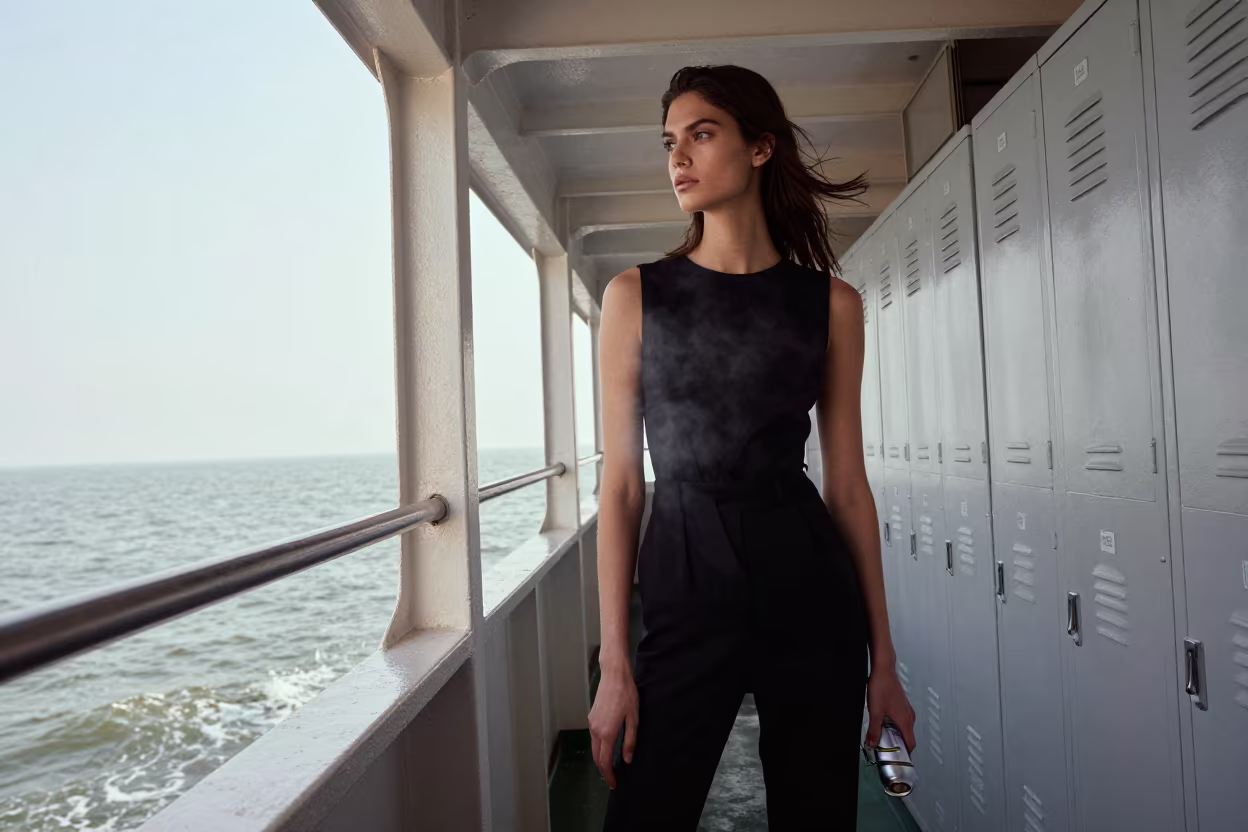 Mumbai Fashion Editorial Ferry Backstage Corridor in in a backstage changing corridor in Marine Drive, Mumbai