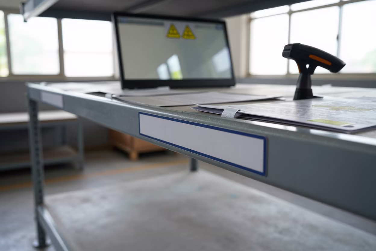 Mumbai Logistics Shelf Label Rail Midday in inside a chilled distribution bay in Mumbai