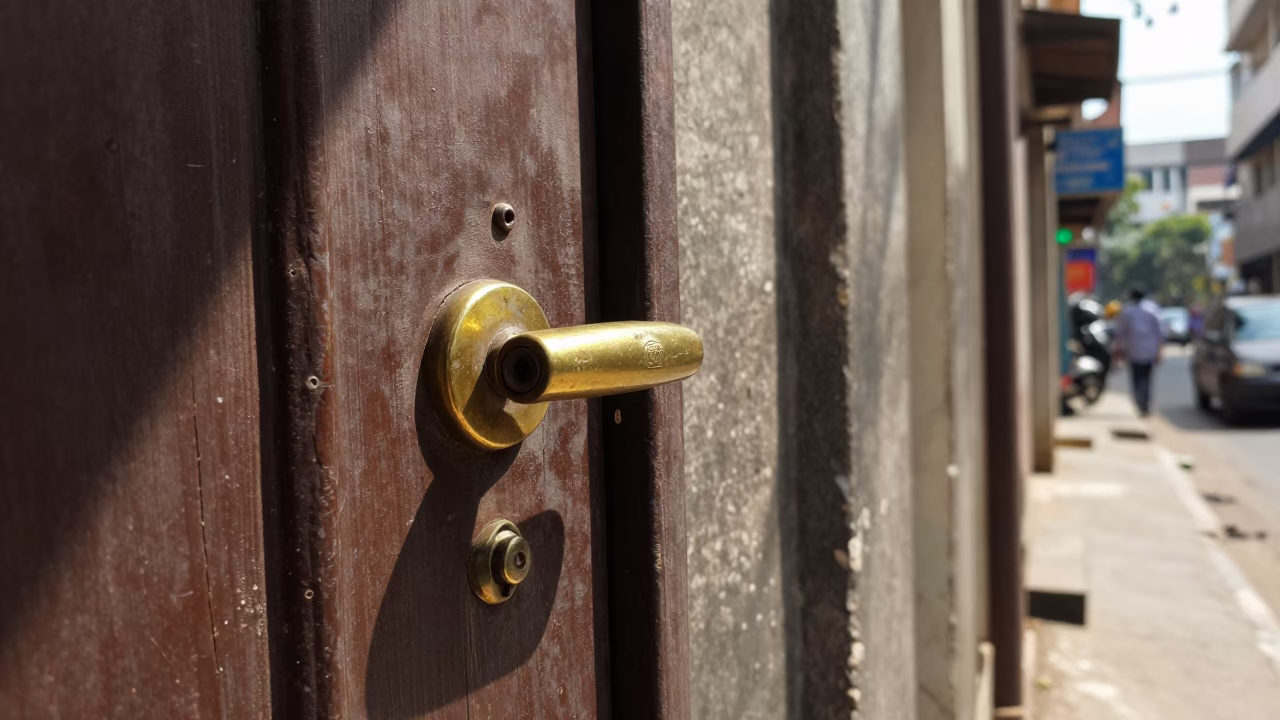 Mumbai Street Scene Noon Light Door Handle and Urban Details in in Mumbai, India