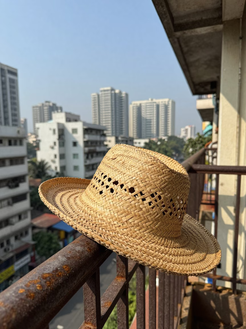 Mumbai Worn Straw Hat in in Mumbai, India