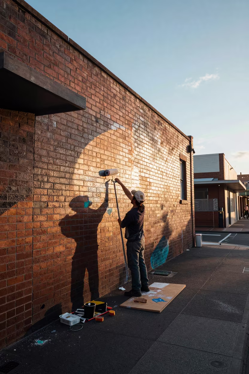 Muralist Painting Dawn Market Lane Sydney in in Sydney