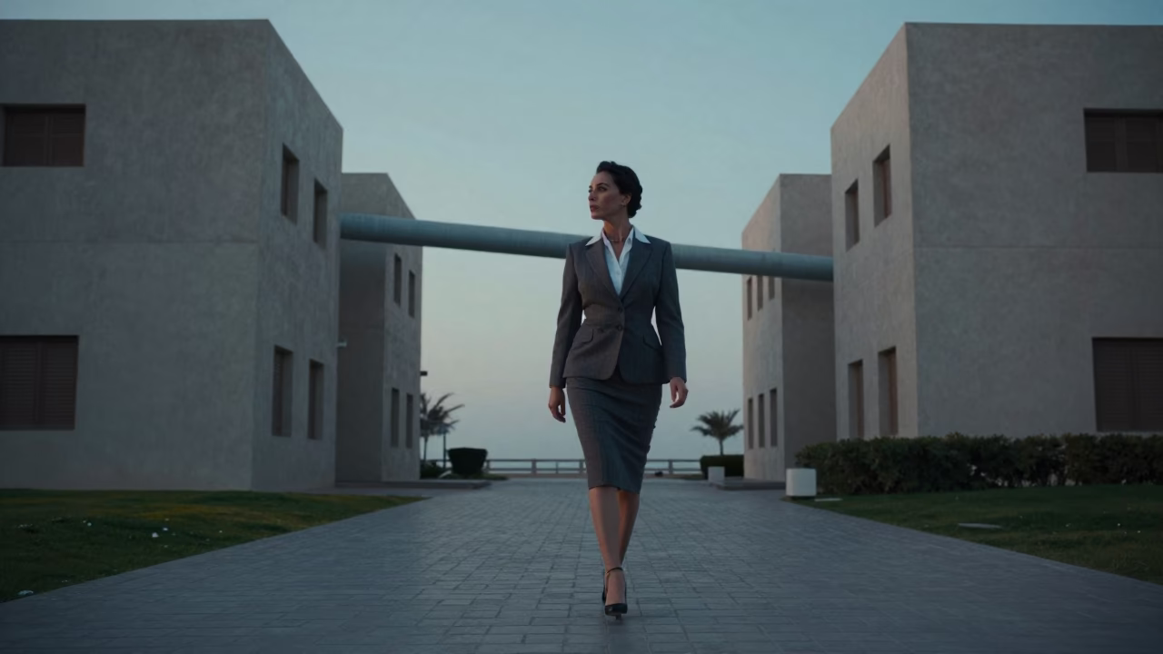Muscat Fashion Woman at Nautical Dawn Light in in Muscat, Oman