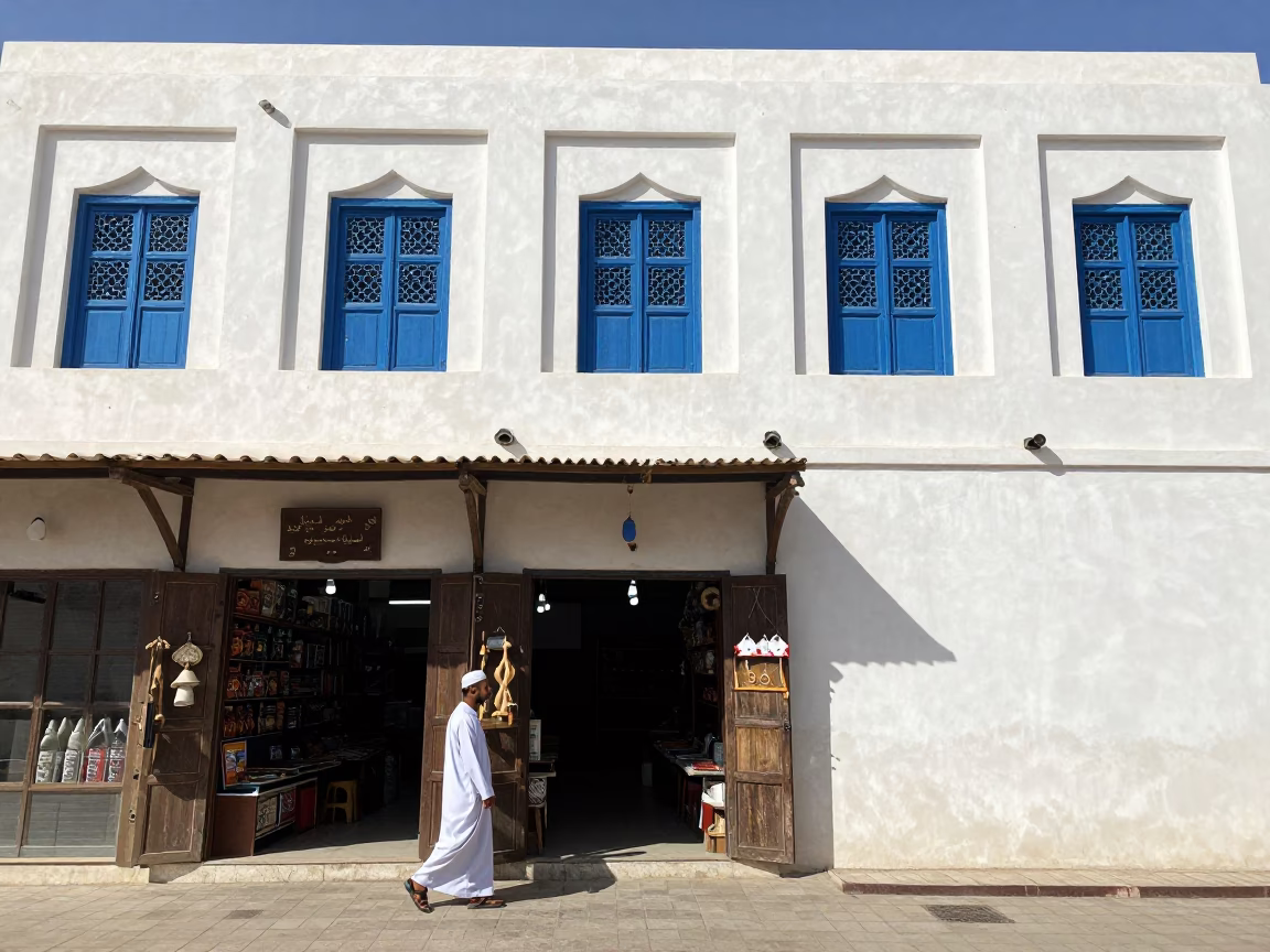 Muscat Merchant at Flat Noon Light in in Muscat, Oman