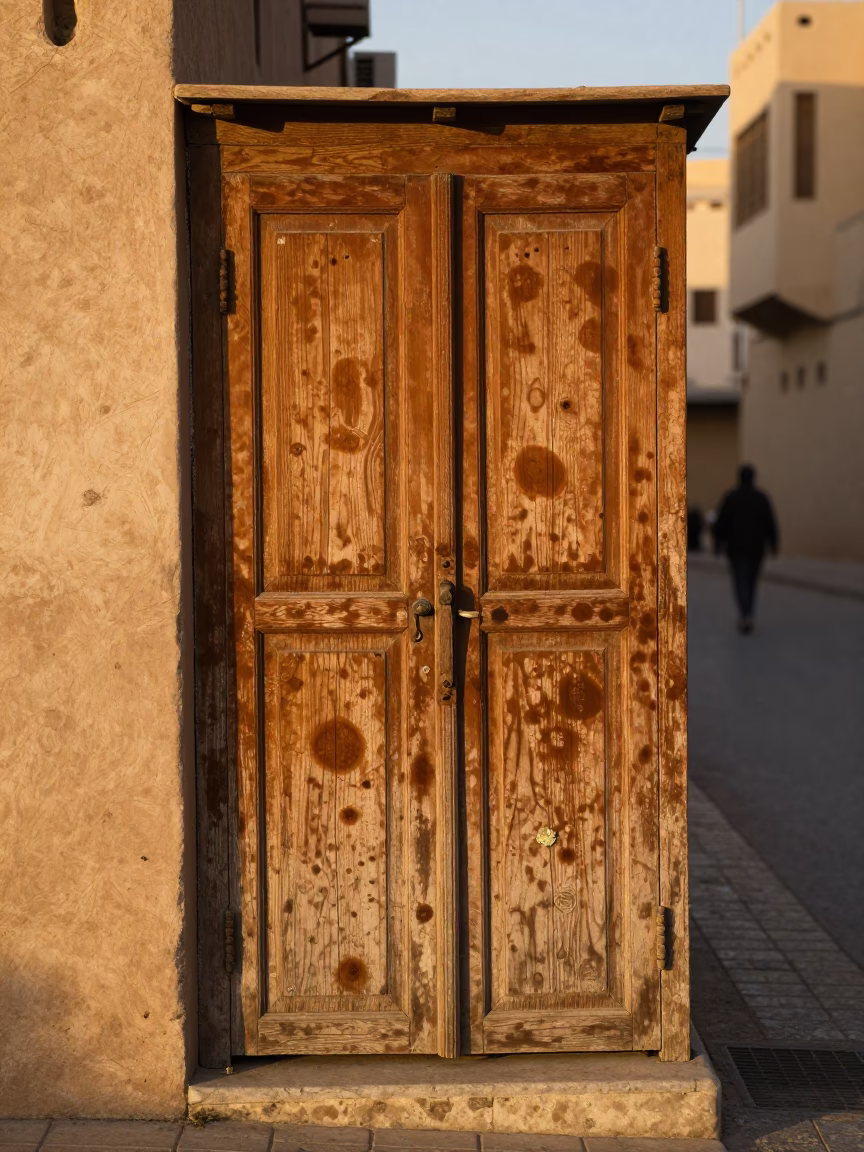 Muscat Oman Street Scene Golden Hour with Tea Stains and Lichen Textures in in Muscat, Oman