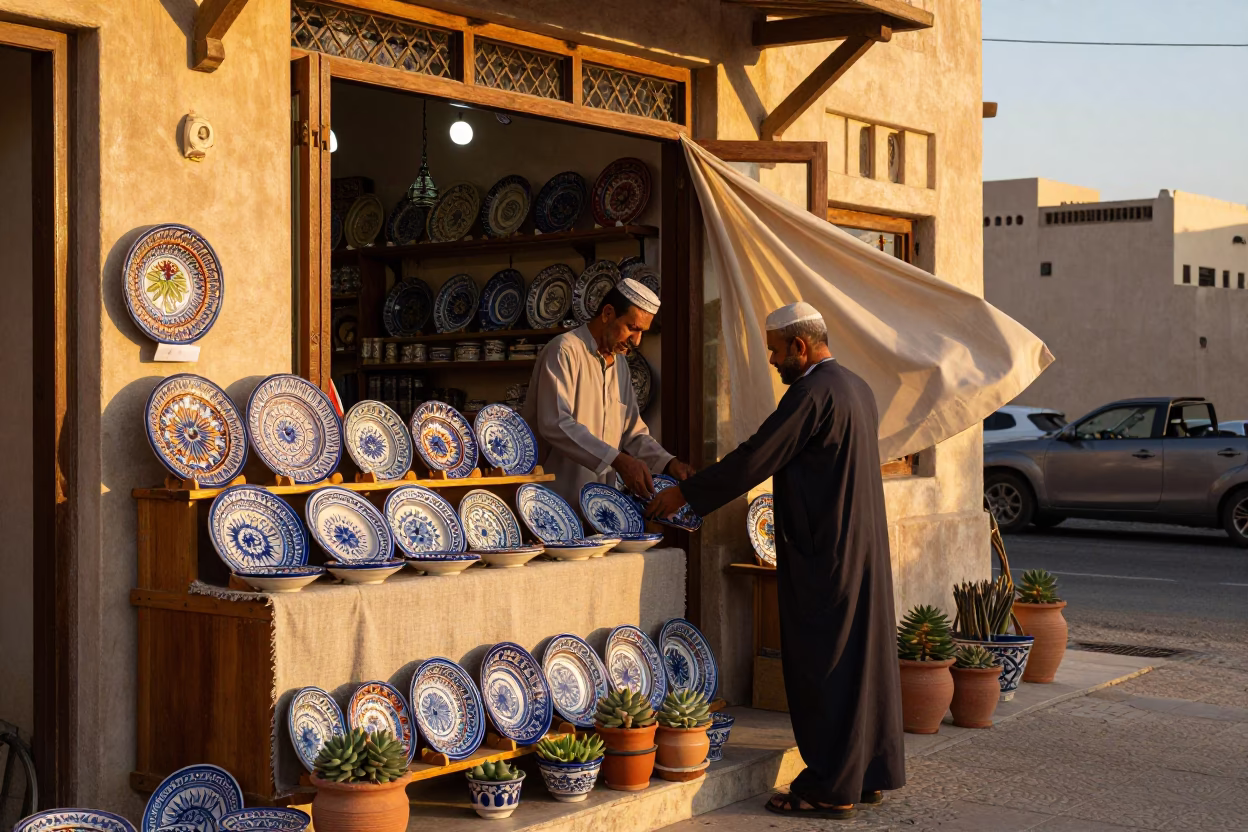 Muscat Shop Display at Golden Hour in in Muscat, Oman