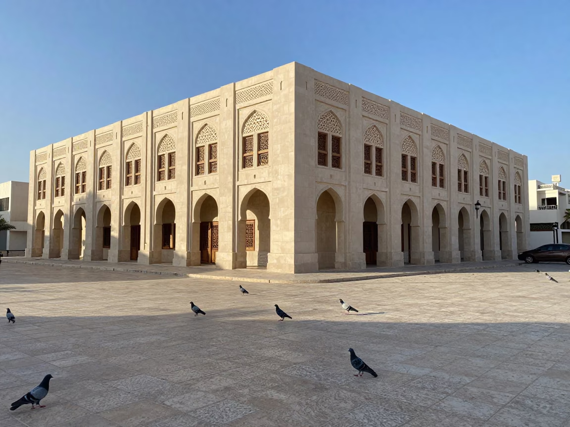 Muscat Street Scene at Clear Late-afternoon Light in in Muscat, Oman