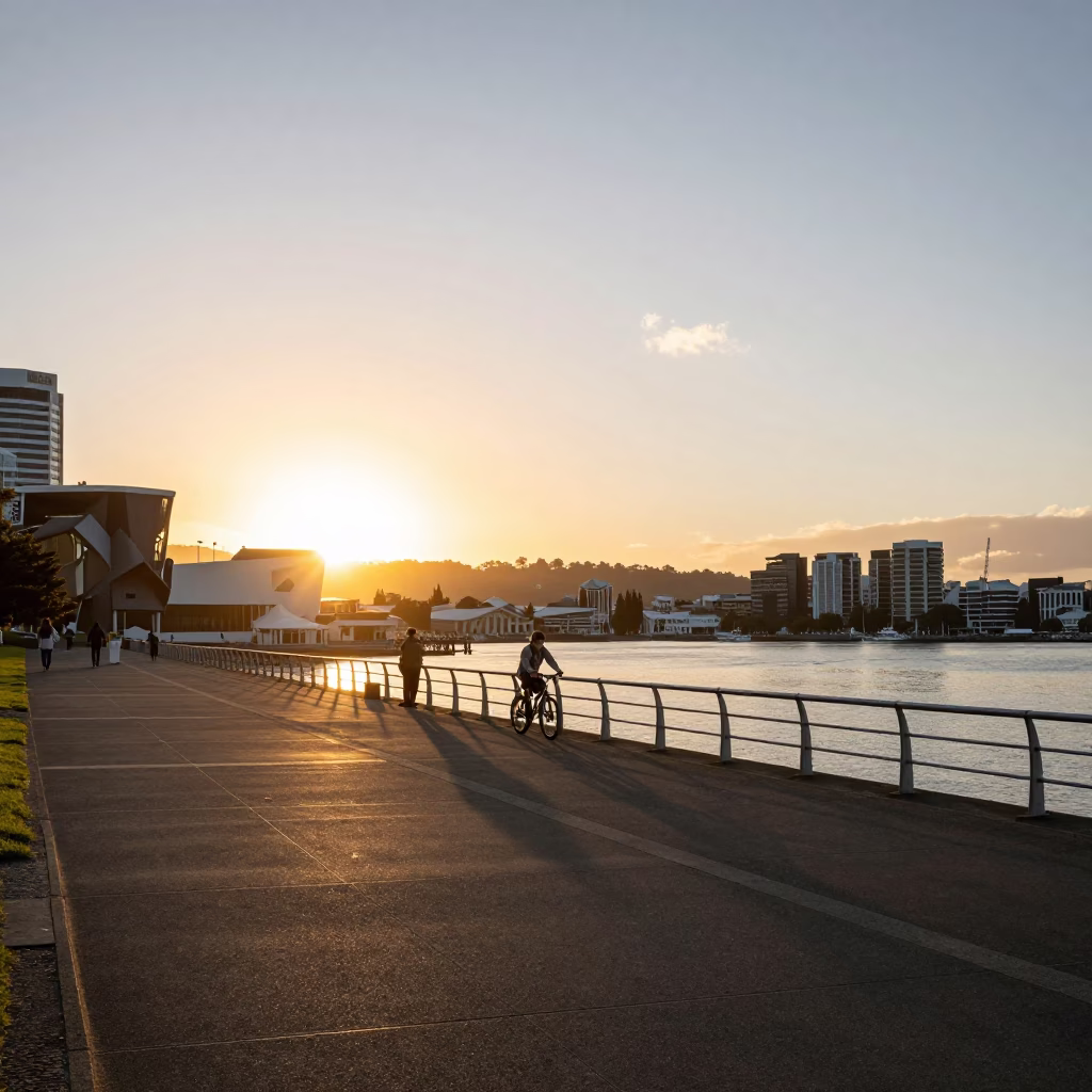 Museum Foreground in Wellington at As The Sun Drops Toward The Horizon in in Wellington, New Zealand