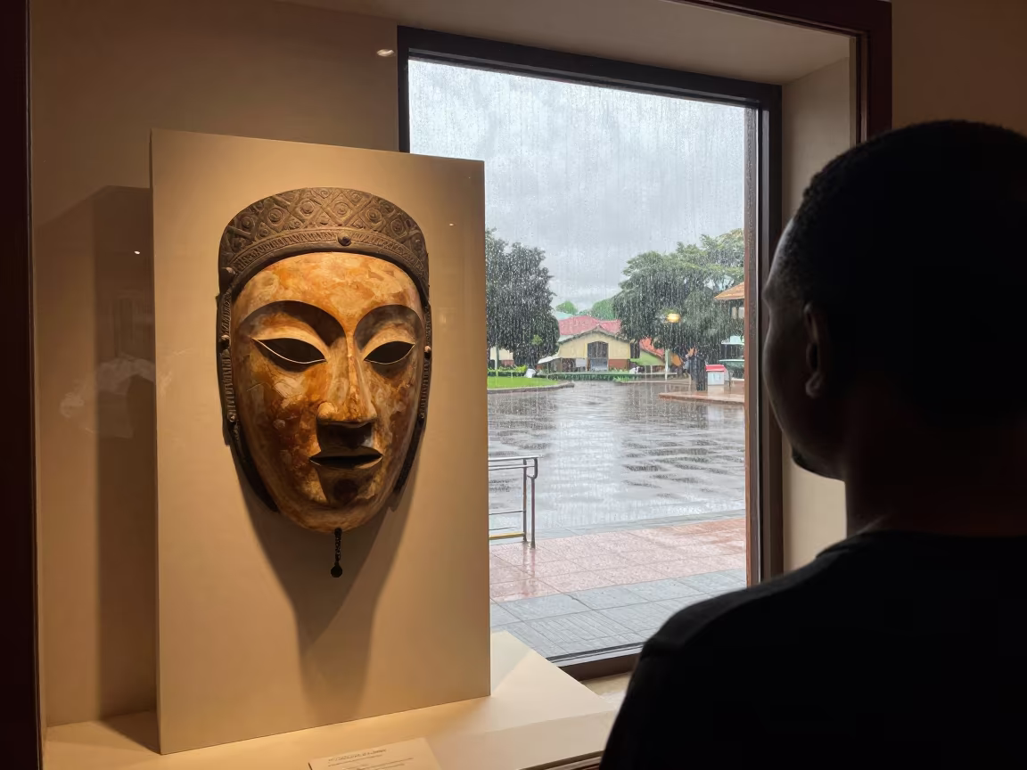 Museum Mask Display Freetown Square in in a ceremonial alcove near Freetown