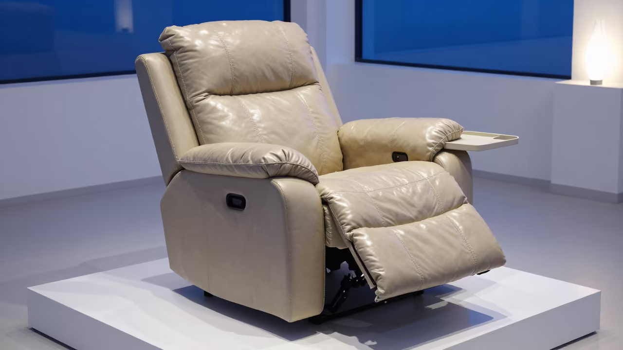 Museum Plinth Recliner Tray in Blue Evening Light in on a museum plinth in Gaziantep