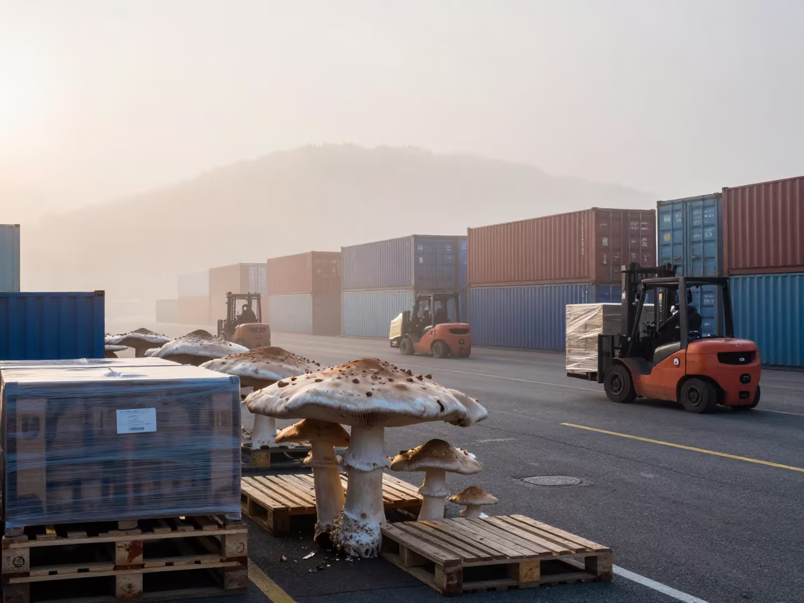 Mushroom Forest at Busan Dawn Loading Dock in at a delivery depot loading bay in Busan