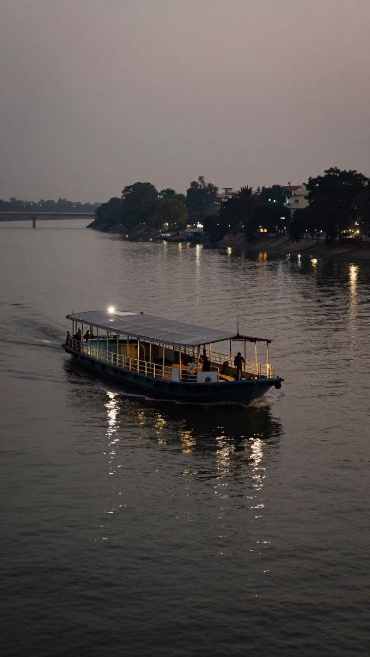 Musi River in Hyderabad at As City Lights Begin To Glow in in Hyderabad, India