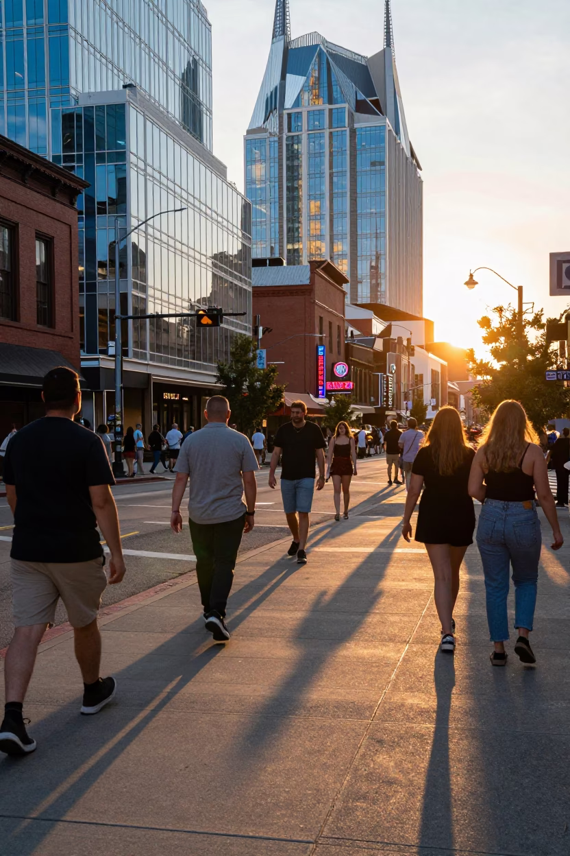 Music City Neon And Urban Evening Activity in Nashville in in Nashville, Tennessee, United States