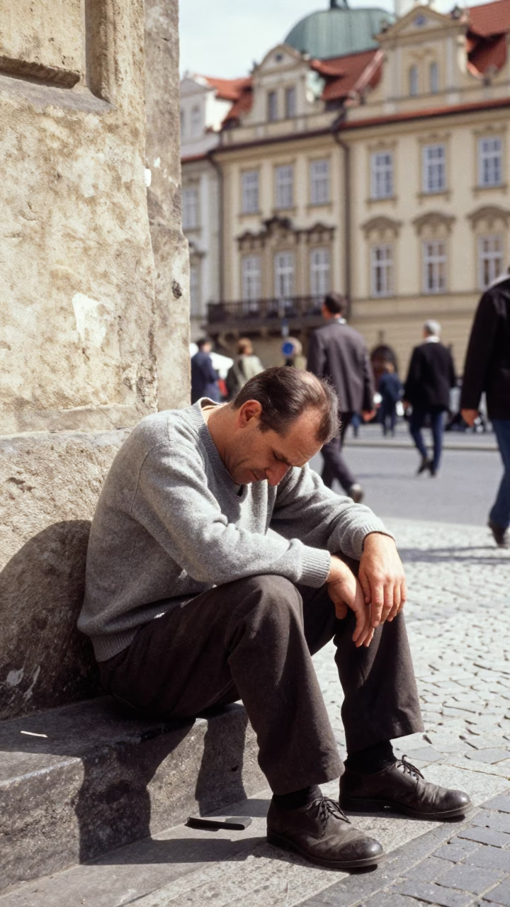 Musician Resting in Prague in in Prague, Czech Republic