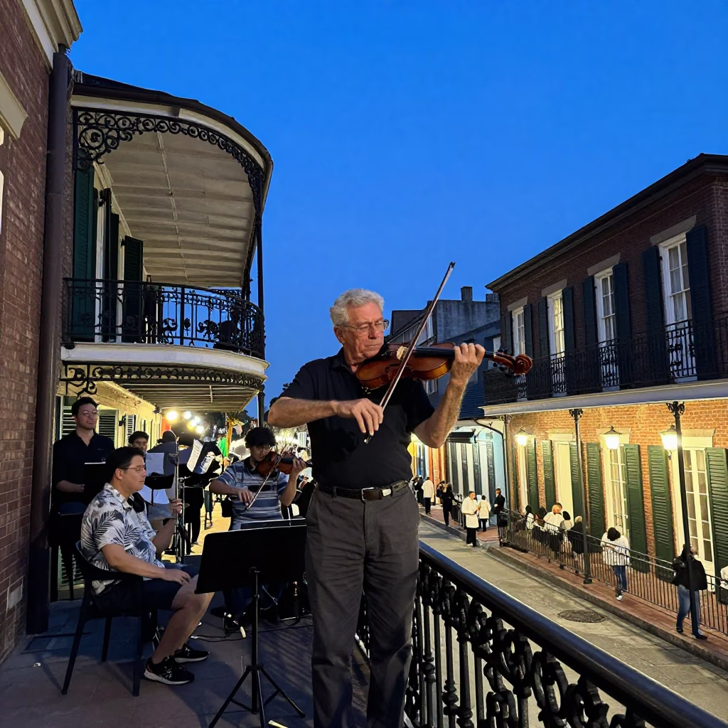 Musicians Playing Violin in New Orleans in in New Orleans, Louisiana, United States