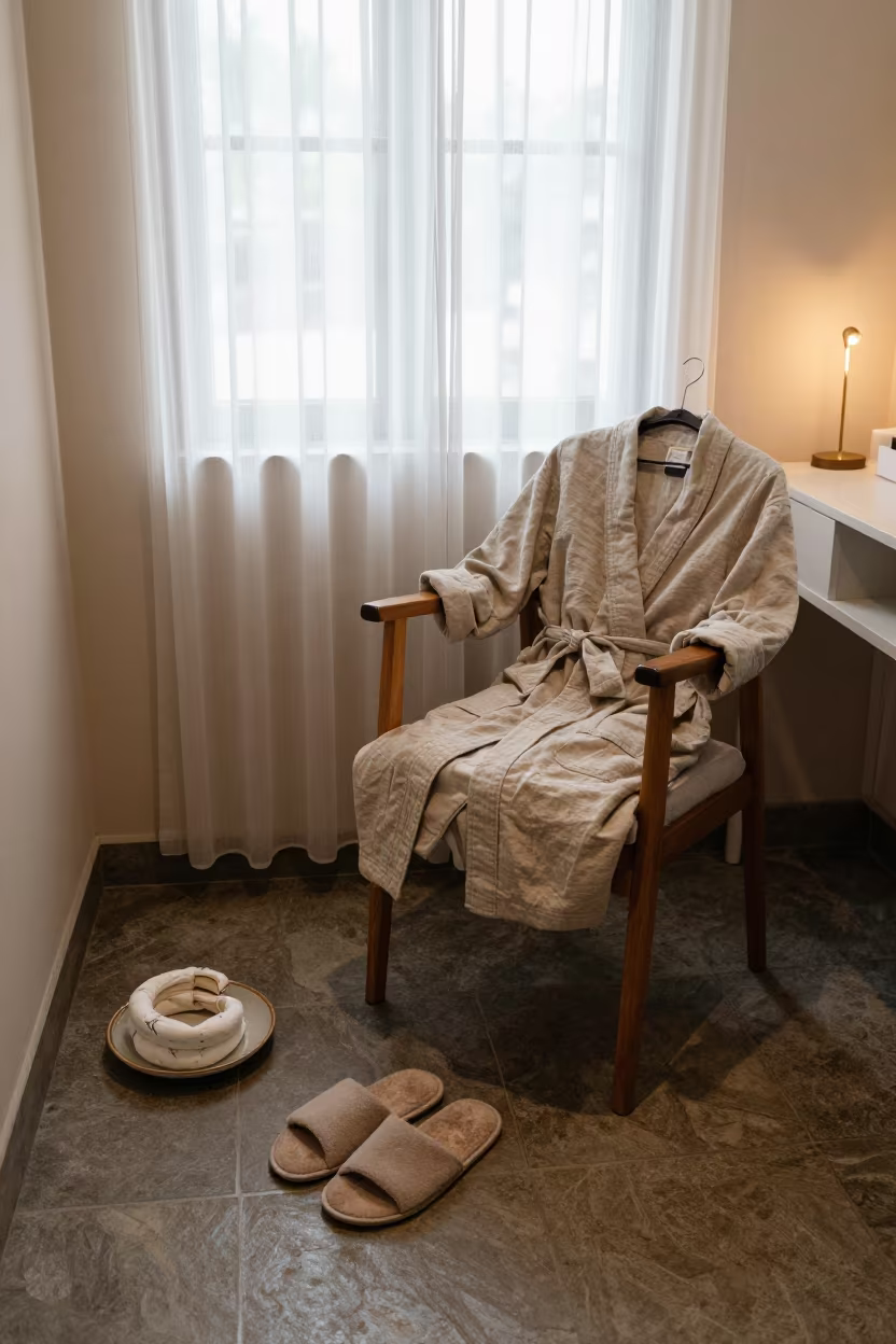 Mysore Spa Vanity Robes and Slippers in inside a nail studio in Mysore