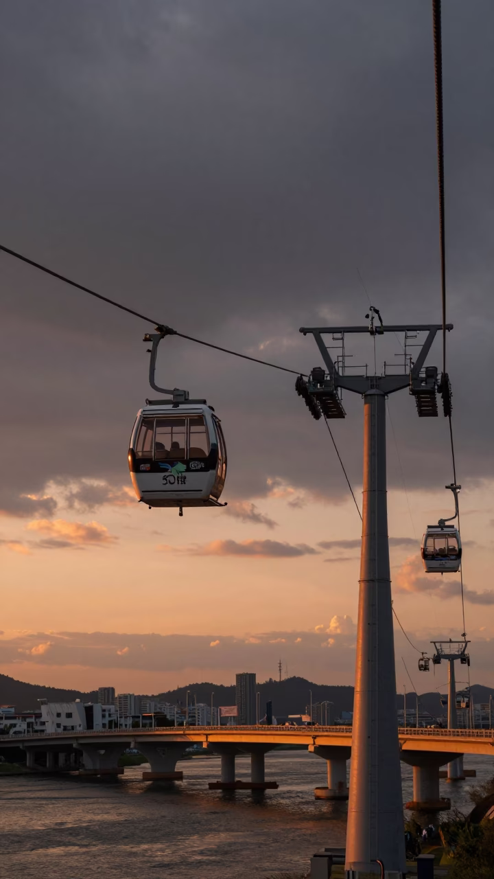N Tower Cable Car And Urban Bridge Infrastructure in Seoul in in Seoul, South Korea