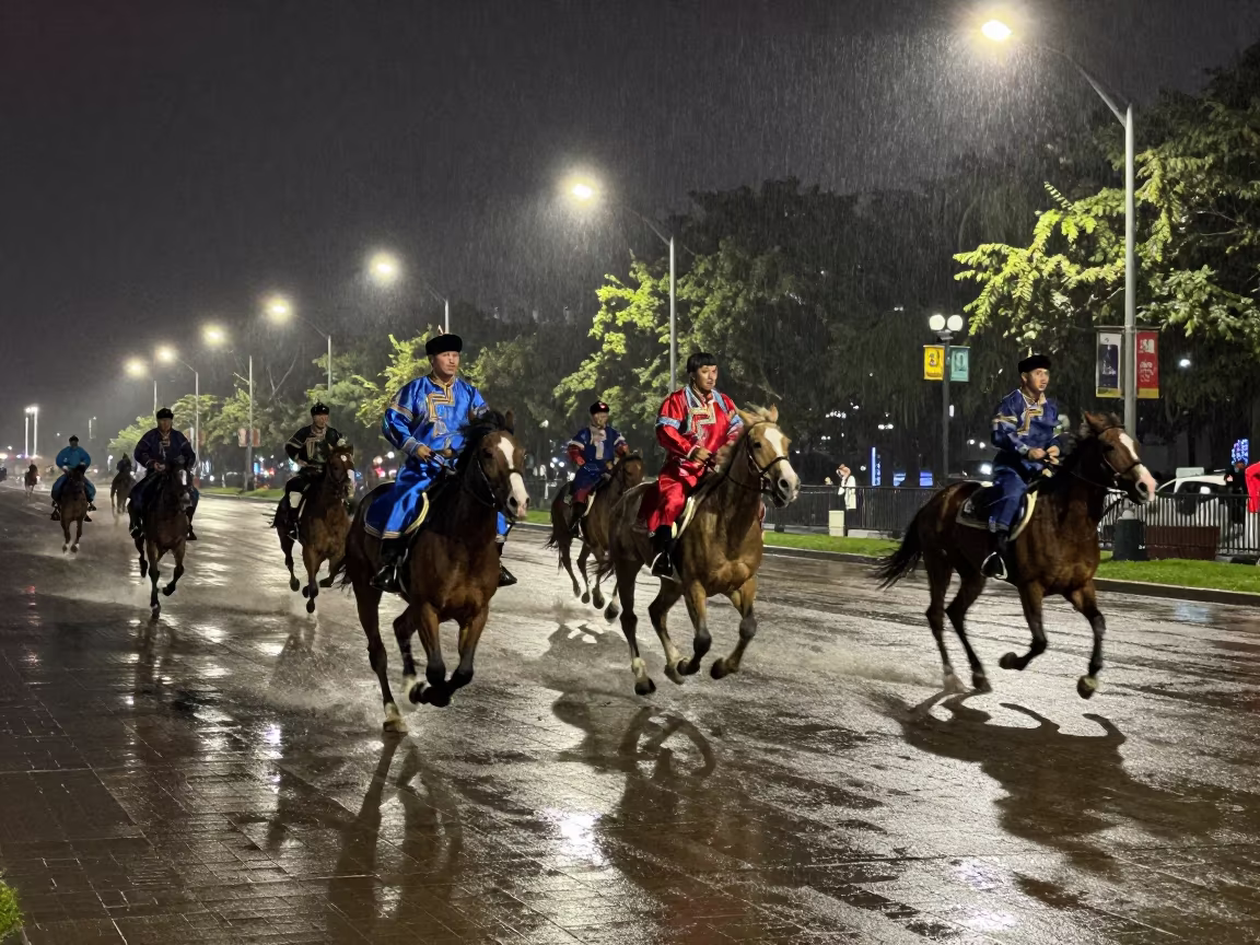 Naadam Horse Racing Montevideo Night Celebration in at a waterfront celebration in Rambla, Montevideo