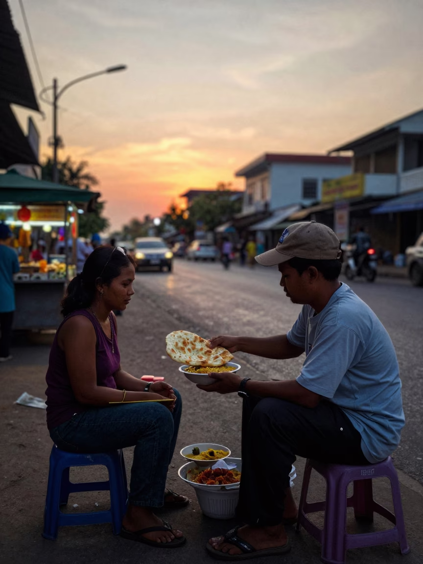 Naan in Phnom Penh at Sunset Light in in Phnom Penh, Cambodia